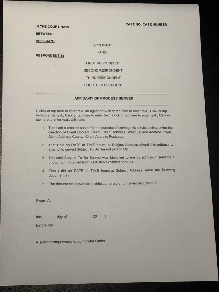 Affidavit Of Service