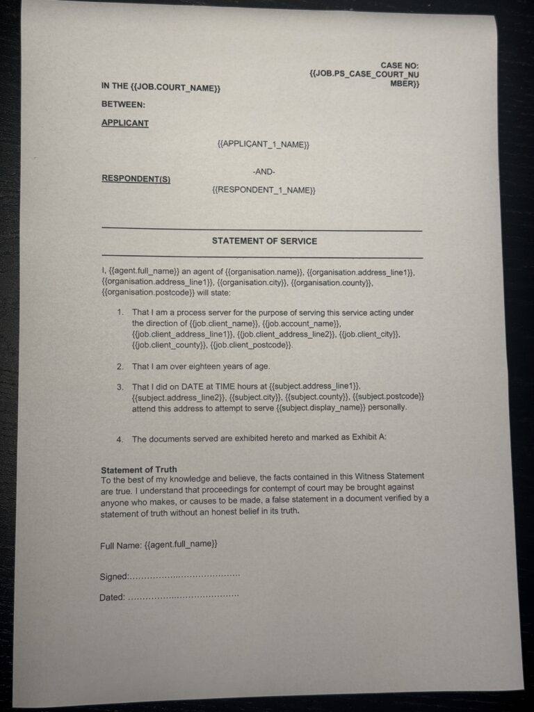 statement of service
